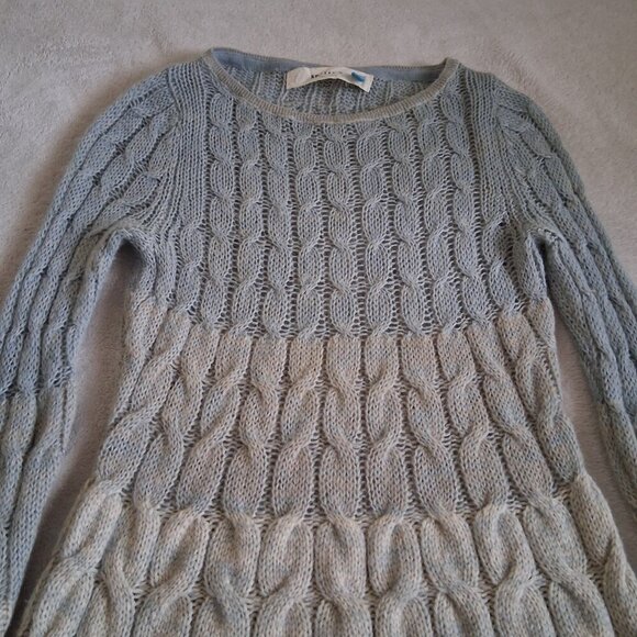 Anthropologie Sparrow XS Blue Ombre Wool Mohair Alpaca Blend Cable Knit Sweater - Picture 5 of 11